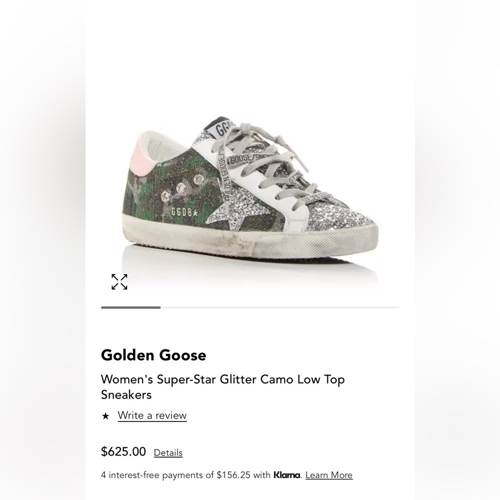Golden Goose super-star glitter camo low top sneaker sz 38